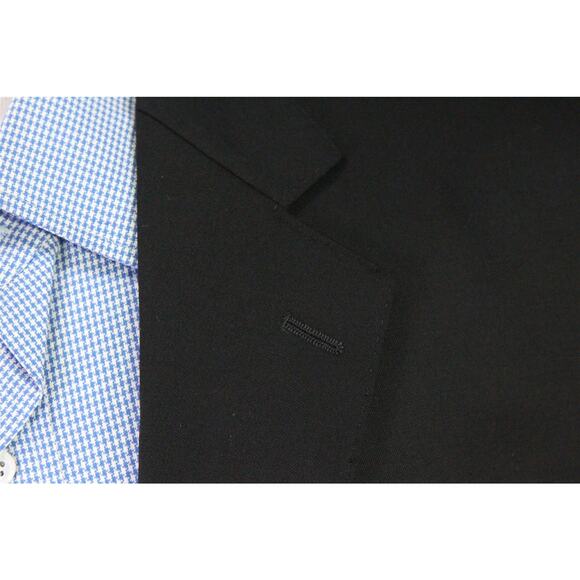 Naldini Solid Black Super 150's Wool 3-Btn Blazer Jacket Hand Tailored 42R - Picture 5 of 13